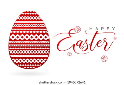 Happy Easter red Easter egg, Easter egg with paper cut. isolated white backgrounds, applicable for greeting cards, and banner social media