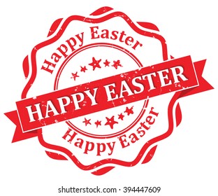 Happy Easter! - red grunge label. Print colors used