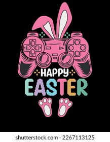 Happy Easter Retro Easter Bunny Video Game T-shirt Design