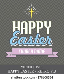 Happy Easter retro Christian church card template vector | EPS10