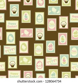Happy Easter retro seamless pattern.