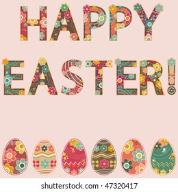 happy easter! retro style floral design