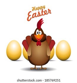 Happy easter rooster father, Funny chicken egg, vector card