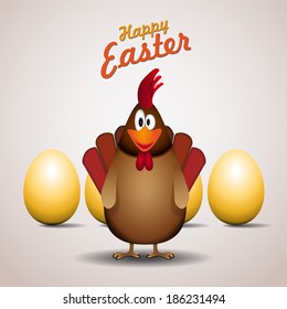 Happy easter rooster father, Funny chicken egg, vector card