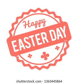 Happy Easter rubber stamp Coral color on a white background
