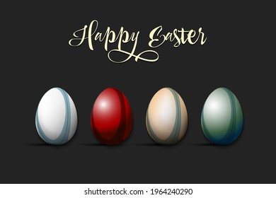 Happy Easter. Rugby ball and eggs decorated in the form of a rugby ball on an isolated background. Pattern for greeting card, banner, poster, invitation. Vector illustration