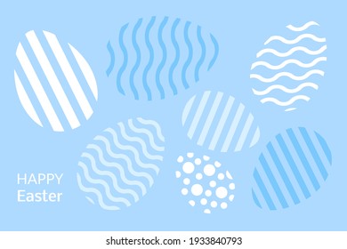 Happy Easter sale banner with eggs on blue background. Vector holiday frame. Design for holiday flyer, poster, party invitation.