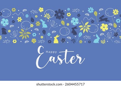 Happy Easter sale banner. Trendy design with typography. Horizontal minimalist festive art