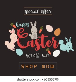 Happy Easter Sale Banner Vector illustration.