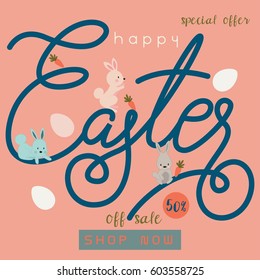 Happy Easter Sale Banner Vector illustration.