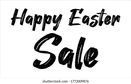 Happy Easter Sale Hand drawn Brush typography lettering phrase isolated on the white background