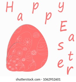 Happy easter sale offer, banner template. Colored ornate eggs with lettering, isolated on pink seamless background.