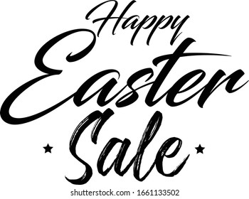 happy Easter sale postcard. Ink illustration. Modern brush calligraphy. Isolated on white background.
