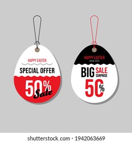 Happy Easter sale promotion and special offer discount price tag label. Design element template can be used for banner, brochure, leaflet, flyer; publication, advertisement