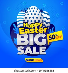 Happy easter sale square banner, template design social media or website add banner for media promotion