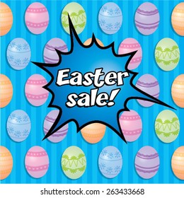 Happy Easter Sale Vector Illustration. with easter eggs.