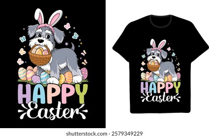 Happy Easter Schnauzer Dog Vector TShirt Design