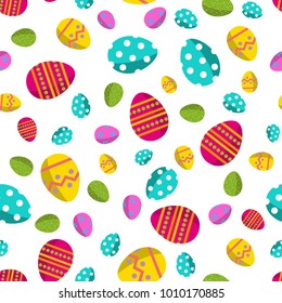 Happy Easter seamless background. Vector seamless pattern of color easter elements