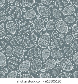Happy Easter seamless background. Vector seamless pattern of color easter elements