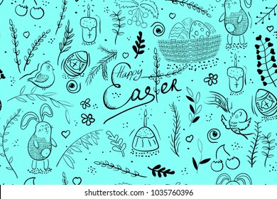 Happy Easter seamless pattern background with easter eggs.