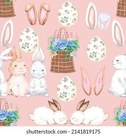 Happy easter seamless pattern background. Vector illustration.