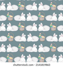 Happy easter seamless pattern background. Vector illustration.