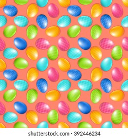 Happy Easter seamless pattern with bright eggs, vector illustration