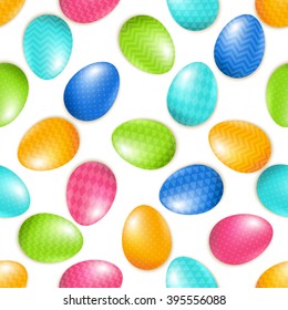 Happy Easter seamless pattern with bright eggs, vector illustration