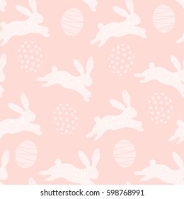 Happy Easter seamless pattern with bunny, rabbits. Vector eps 10