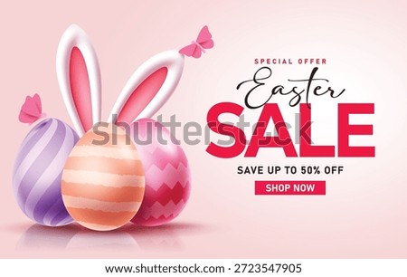 Happy Easter seamless pattern clipart poster set. Colorful endless and continuous pattern clip art with Easter egg, flowers, butterfly and cute rabbit collection for happy Easter wallpaper decoration vector illustration.
