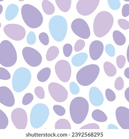 Happy Easter seamless pattern with colorful eggs on white background. Polka dots design for card, postcard, wallpaper, posters. Vector stock illustration. Cartoon style.