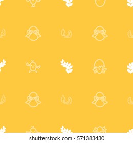 Happy easter seamless pattern with cute chicks and eggs yellow background