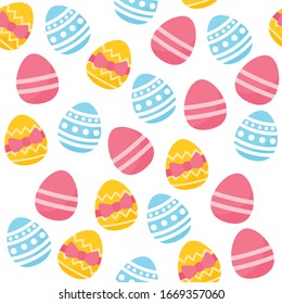 Happy Easter seamless pattern. Easter eggs illustration. Background for fabric print, texture and wrapping paper.