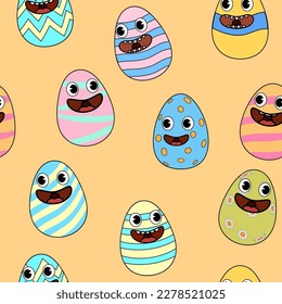 Happy Easter seamless pattern eggs festive background