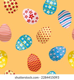 Happy Easter seamless pattern eggs festive background