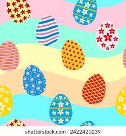 Happy Easter seamless pattern eggs festive background