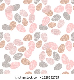 Happy Easter seamless pattern with hand drawn eggs. Vector surface design.