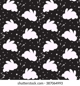 Happy easter seamless pattern with rabbit for print, wrap, fabric, greeting card. Vector
