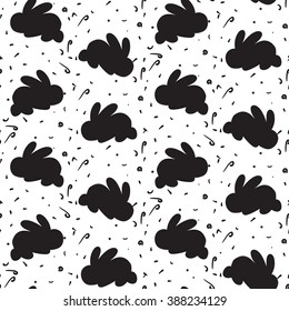Happy easter seamless pattern with rabbit for print, wrap, fabric, greeting card. Vector