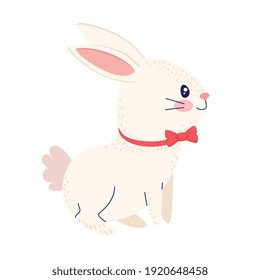 happy easter season card with rabbit wearing bowtie character vector illustration design