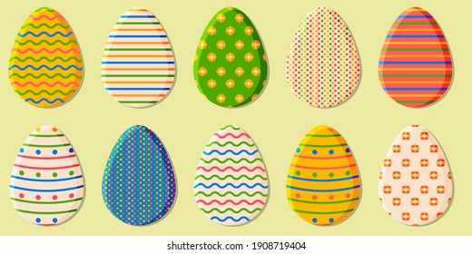 Happy easter set of 10 eggs with different designs