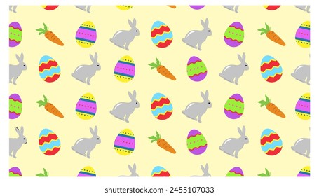 Happy Easter Set of background, greeting cards, posters, holiday covers. Trendy design carrot , eggs and bunny, in pastel colors. Modern art minimalist style.	