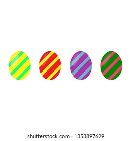 Happy Easter. Set of Easter colorful eggs on a white background. Spring holiday. Vector Illustration. Happy easter eggs