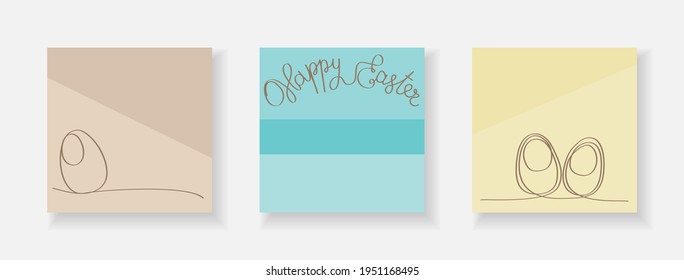 Happy Easter - set of covers for postcards. Modern trendy design of stylish flyer decoration.