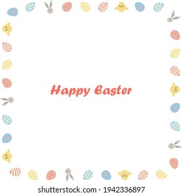 Happy Osterset Eier Hasen Vögel Rahmen Grenze