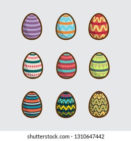 Happy Easter Set Of Eggs Collection Cartoon Vector Illustration