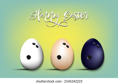 Happy Easter. Set eggs decorated in the form of a bowling balls different colors. Eggs shaped bowling balls. Pattern for greeting card, banner, poster. Vector illustration on isolated background
