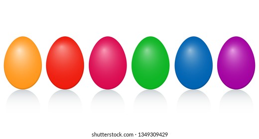 Happy Easter. Set of Easter eggs with different color. Vector illustration.