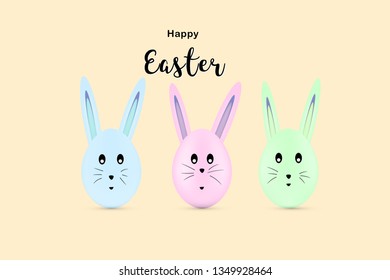 Happy Easter. Set of easter eggs with different colors.