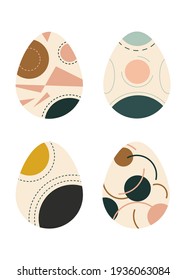 Happy Easter. Set of Easter eggs with different textures on a white background. Set of Easter eggs with geometric patterns.